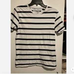 Essentials Zara Mens White Nautical Black Relaxed Fit Shirt, Size S